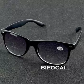 Clara Vida Gradient Bifocal Multifocal Retro Wear Солнцезащитные очки для чтения Очки для блокировки бликов от -1 до +4 +0.75 чёрный