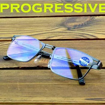 Clara Vida Progressive квадратные мужские очки для чтения из нержавеющей стали +1 +1,5 +2+ 2,5 +3 +3,5 +4 +0.75 серый
