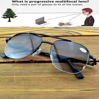 Clara Vida Прогрессивные солнцезащитные очки с градиентом, очки для чтения двойного назначения от +1 до +4 +0.75 чёрный