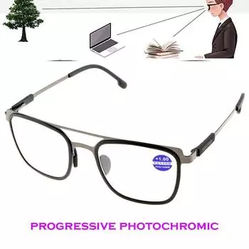 Clara Vida Противоскользящие носовые упоры с двойной перемычкой Большие фотохромные прогрессивные очки для чтения от +1 до +4 +0.75 чёрный