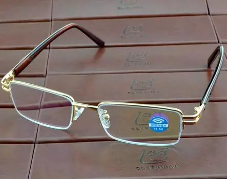 Clara Vida-Роскошные мужские очки для чтения в золотой полуоправе, очки, от + 1 до + 4 +0.75 золотой