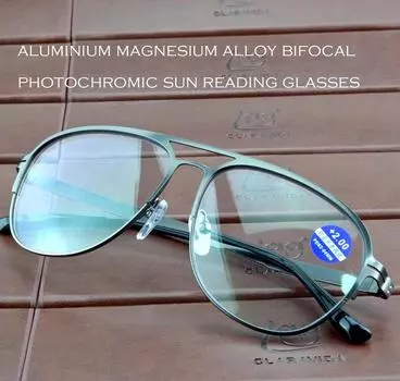 Clara Vida Специальная функция Фотохромные солнцезащитные линзы с черными линзами, бифокальные очки для чтения, солнцезащитные очки от +1 до +4 +0.75 чёрный