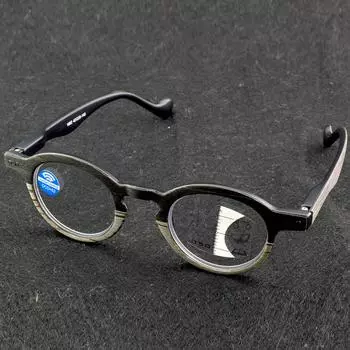 Clara Vida Tiny Round Gray And White Frame Wood Veil Progressive Reading Glasses +1 +1.5 +2 +2.5 +3 +3.5 +4 +0.75 чёрный