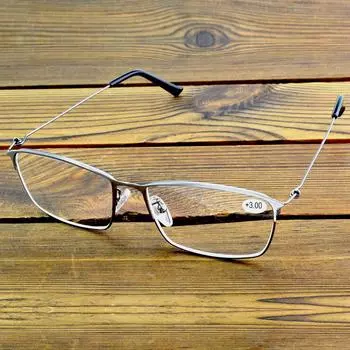 Clara Vida Тонкие серебряные очки для чтения в полной оправе/очки для чтения с ручными шарнирами для мужчин от +1 до +4 +0.75 серебряный