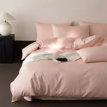 Class A cotton 4pcs set of 100 pure cotton long-staple cotton maternal and infant grade solid color quilt cover, bed sheet, bed hat, bed 3pcs set 1.2m bed sheet three-piece set 1.5 * 2.0