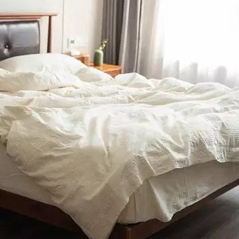 Class A Maternal And Infant Grade 60S Bed Four-Piece Set Cotton Washed Pure Cotton White Quilt Cover Bed Sheet B & B Hotel 3Pcs Set 1.5 * 2m bed 4pc 2 * 2.3m quilt cover