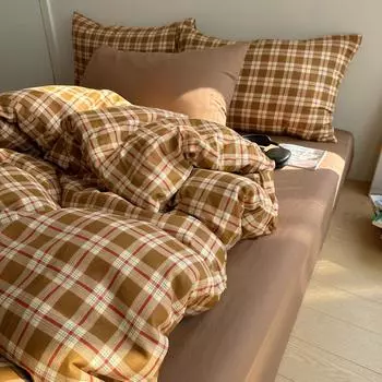 Class A maternal and infant grade cotton 100 pure cotton double-layer yarn 4pcs set, student dormitory 3pcs set, small fresh quilt cover, bed sheet 1.2 m 3pc quilt 1.5*2m