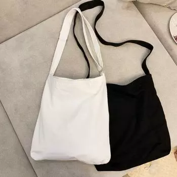 Class One Shoulder Crossbody Zipper Tie-Dye Canvas Bag Pure White