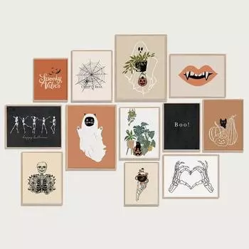 Classic Abstract Wall Art Set Halloween Bundle Plant Lover HD Canvas Print Poster for Living Room Bedroom Decor Perfect for H 21cm30cm NoFrame