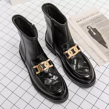 Classic Black Gentleman s Leather Shoes Men Fashion Brand Zip Men s Ankle Boots High Top Formal Boots For Men bota masculina 38