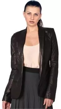 Классический пиджак из натуральной кожи черного цвета из натуральной овчины, на пуговицах, стильный для вечеринки S чёрный