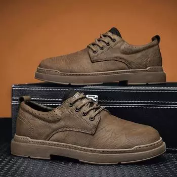 Classic Brand Men s Genuine Leather Shoes Thick Soled Men s Oxford Shoe Men s Fashion Casual Shoes Simple Men s Business Shoes 38 чёрный