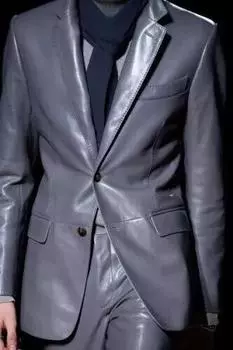 Классический деловой приличный серый пиджак из натуральной овчины с пуговицами для мужчин XS серый