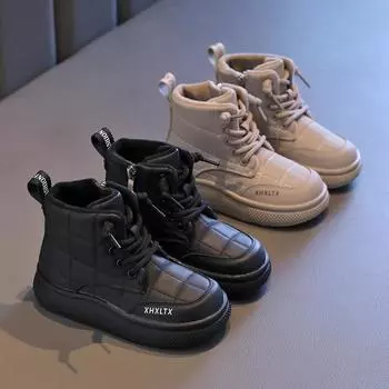 Classic Children s Snow Boot Black Khaki Girl Winter Boots Thick Bottom Non-slip Kids Causal Boys Fashion Cotton Boots Simple 23 хаки