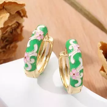 Classic Chinese Style Earrings Traditional Flower Enamel Ear Jewelry Hawaiian Jewelry style 14