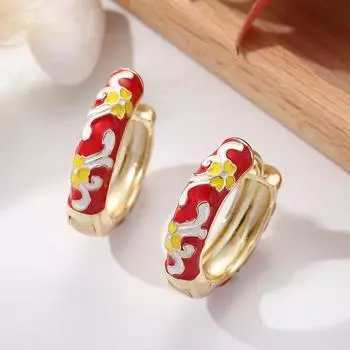 Classic Chinese Style Earrings Traditional Flower Enamel Ear Jewelry Hawaiian Jewelry style 13