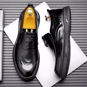 Classic designer men s leather shoes, men s leather shoes, casual business shoes, wedding flats, men s casual office loafers 38 чёрный