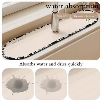 Classic Diatom Mud Sink Faucet Drain Pad Table Mat Toilet Absorbent Pad Non-slip Anti-mildew Mats For Kitchen Countertop Dining 10x40 cm