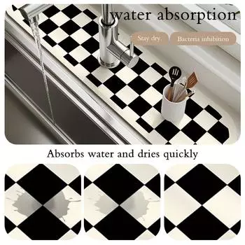 Classic Diotomite Sink Faucet Kitchen Table Mat Toilet Drain Pad Absorbent Non-slip Anti-mildew Mat Countertop Dining 10x40 cm