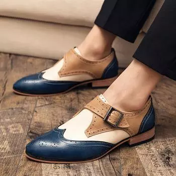 Classic Fashion Men Dress Shoes lace up Pointed Toe Leather Men Casual Business Shoes Men Zapatos De Vestir Hombre big size 48 38 синий