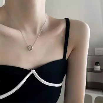 Classic fashion ring pendant simple and generous personality versatile necklace women s high sense sterling silver fashion whole body 925 925 silver