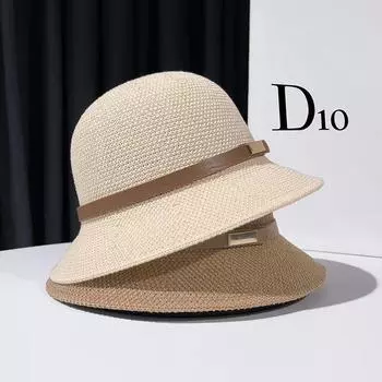 Classic fashion versatile British simple bucket hat women spring and summer travel shading breathable small basin hat dome straw hat M56-58cm бежевый