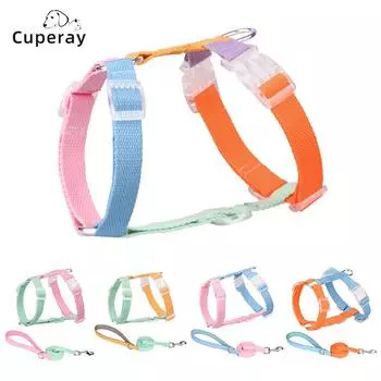 Classic I-shaped Dog Harness with Matching Dog Leash, Polyester-cotton Pet Harness and Leash Set for Small To Medium Dogs Walk Outdoors S
