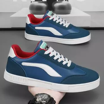Classic Leather Blue Men Sneakers Big Size 46 47 Low-Top Men s Vulcanize Shoes Lightweight Skateboard Shoes For Men Flat Sneaker 39