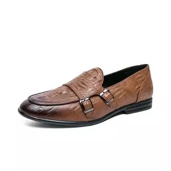 Classic Leisure Walk Slip on Pointed Toe Elegante Shoes Formal Fashion Comfy Loafers Men Casual Retro Leather Social Shoes 38 чёрный