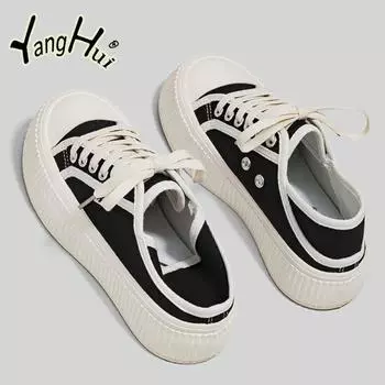 Classic Little White Sneakers 2024 New Fashion Summer New Versatile Student Breathable Half Drag Canvas Casual Shoes Sports 35 чёрный