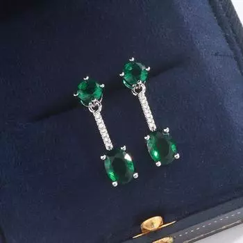 Классические длинные серьги с изумрудом и бахромой, супер блестящие зеленые кристаллы циркония, легкие роскошные атмосферные женские аксессуары из серебра 925 пробы зелёный