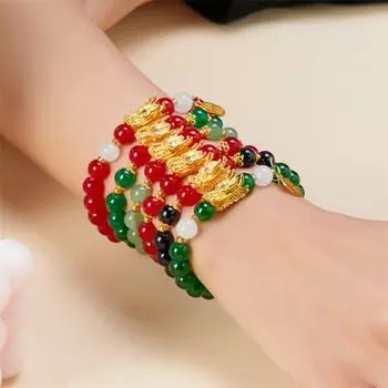 Classic Loong Beaded Bracelet Lucky Zodiac Hand Chain Exquisite Beads Dragon Bangle Summer A