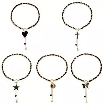 Classic Love Heart Fritillary Necklace Black Ins Clavicle Chain Beauty Star Tassel Necklace Party love heart