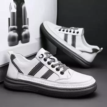 Classic Low Top New Mens Shoes Casual Shoes 2024 Breathable for Men Skate Shoes Men All-match Male Comfortable Leather Sneakers 38 чёрный