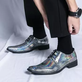 Classic Luxury Brand Men s Fashion Black/Green Chelsea Low Top Leather Shoes High Quality Men s Pointed Lace Up Leather Shoes 38 чёрный