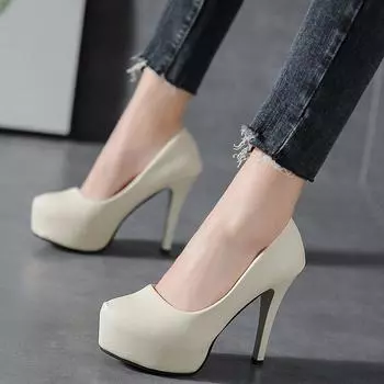 Classic Luxury Women s High Heels New Professional Work High Heels Slim Heel 12cm Sexy Pointy Nightclub Wedding Women s Shoes 34 бежевый