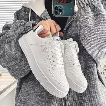 Classic Mans Casual Platform Shoes Spring New Breathable Versatile Sneakers Youth Student White Board Shoes Walking Shoe Hombre 39 белый