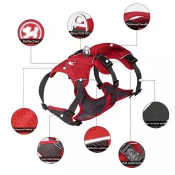 Classic Medium and Large Pet Harness Adjustable Reflective Dog Harness Waterproof Oxford Cloth for Dog Training and Running Accessories XXS