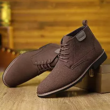 Classic Men Chell Boots European American Lace-up Business Office Suede Leather Boots British Social Boots Sizes 39-48 Men Boots 39