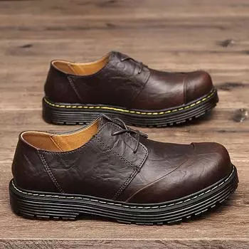 Classic Men s Leather Casual Shoes Personality Leather Men Oxford Shoes New Fashion Office Shoes Business Flats Large Size 38-47 38 чёрный