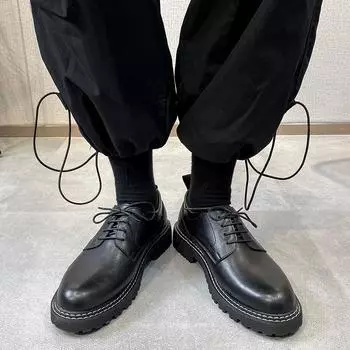 Classic men s leather shoes Trendy British design styles Outdoor leisure business Daily office party youth leather lace up shoes 38 чёрный