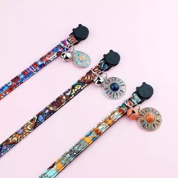 Классический ошейник Airtag для домашних животных Apple, соответствующий чехол для трекера, винтажный цветной ошейник для кошек в стиле бохо с колокольчиком и металлической подвеской для кошек и щенков