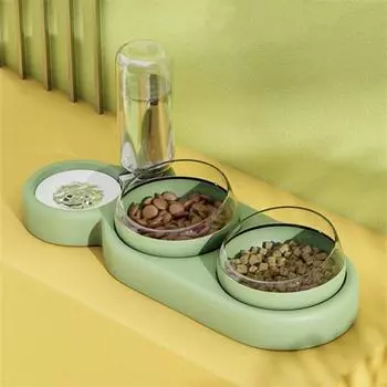 Classic Pet Cat Bowl Automatic Feeder Dog Cat Food Bowl With Water Fountain Double Bowl Drinking Raised Stand Dish Dog Bowl For