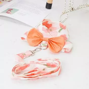 Classic Pet Harness and Leash Set,Summer Pet Clothes with Matching Leash and Cute Bow Decoration for Cats and Puppy Outdoor Walking Dogs S