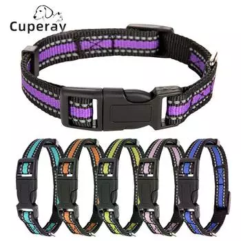 Classic Reflective Dog Collar Adjustable Safety Nylon Pet Collars Sturdy & Durable Suitable for Large,Medium and Small Dogs Pet Supplies L neck 24-45cm