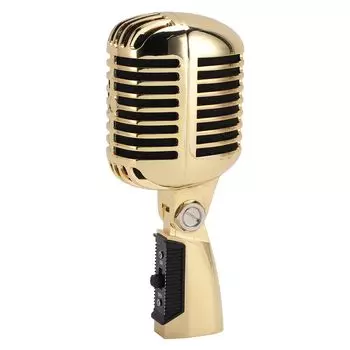 Classic Retro Dynamic Vocal Microphone, Vintage Dynamic Microphone, Old Vintage Style Cardioid Polar Pattern Design with Self-Tensioning Rotating