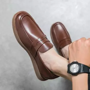 Classic Retro Men s Dress Shoes Business Style Party Leather Formal Shoes Wedding Shoe Men s Flats Leather Oxfords Loafers Shoes 38 чёрный