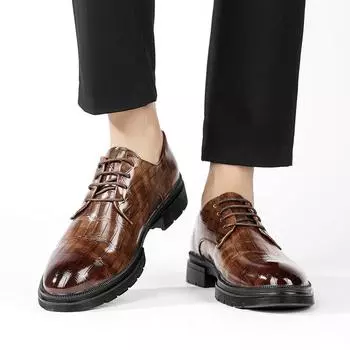 Classic Retro Style Men s Fashion Trend High Quality Business Formal Casual Dress Comfortable Genuine Leather Soft Oxford Shoes 38 чёрный