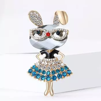 Classic Rhinestone Rabbit Girl Brooches for Women Unisex Enamel Animal Pins Banquet Party Backpack Gifts Jewelry Accessories
