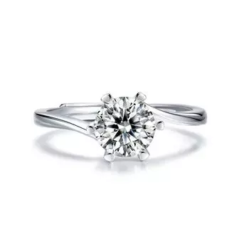 Классическое витое кольцо из стерлингового серебра с муассанитом и шестью когтями для женщин. Доступная роскошь. Мода. opening adjustable